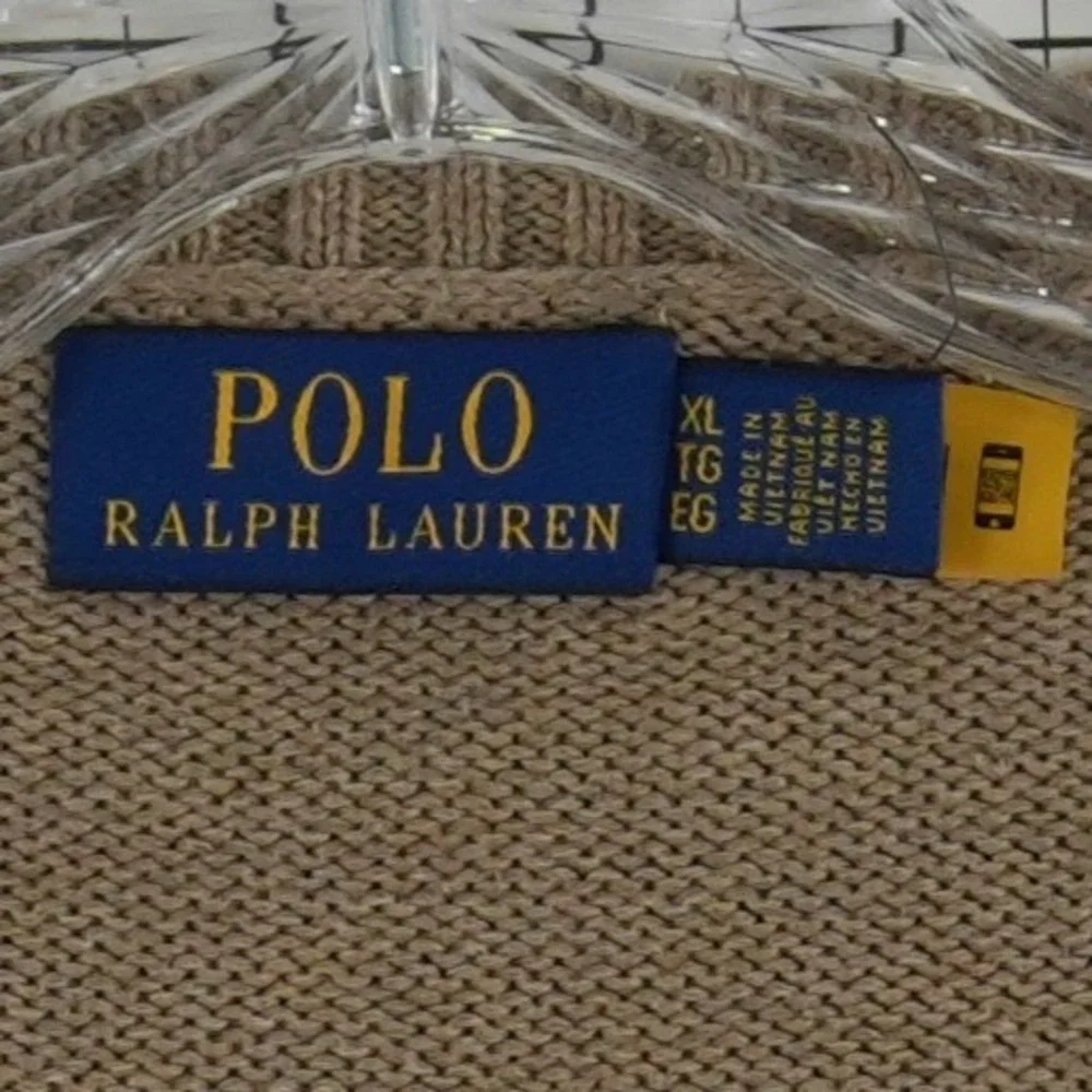 Polo Ralph Lauren Sweater 100% Cotton Men's Size XL‎ Tan Brown Cotton Crewneck